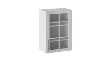 Кухонный навесной шкаф Прованс (Белый глянец/Санторини светлый) со стеклом В_72-50_1ДРс в Артеме