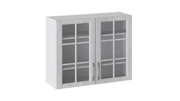 Шкаф навесной Прованс (Белый глянец/Санторини светлый) со стеклом В_72-90_2ДРс в Артеме