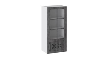 Кухонный навесной шкаф Прованс (Белый глянец/Санторини темный) cо стеклом правый В_96-45_1ДРДс(R) в Артеме