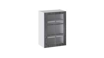 Настенный шкаф Прованс (Белый глянец/Санторини темный) со стеклом В_72-50_1ДРс в Артеме