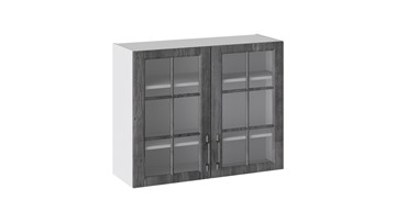 Шкаф настенный Прованс (Белый глянец/Санторини темный) со стеклом В_72-90_2ДРс в Артеме