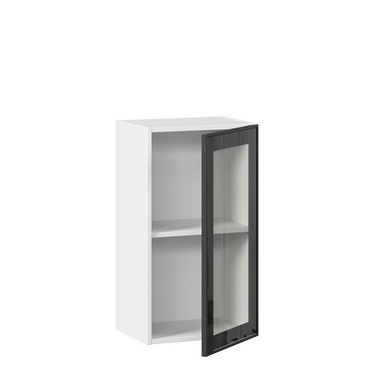Шкаф на кухню со стеклом 400 Индиго ЛД 298.320.000.102, Белый/Чёрный в Уссурийске - изображение 1