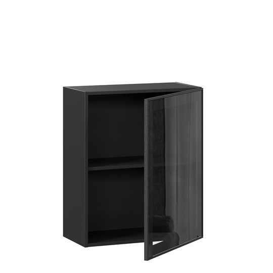 Кухонный шкаф со стеклом 600 Индиго ЛД 298.350.000.063, Чёрный/Чёрный в Артеме - изображение 1