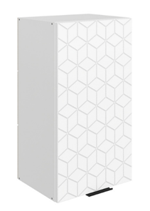 Шкаф на кухню Стоун L400 Н720 (1 дв. гл.) с фрезировкой (белый/джелато софттач) во Владивостоке - предосмотр