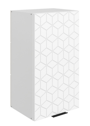 Шкаф на кухню Стоун L400 Н720 (1 дв. гл.) с фрезировкой (белый/джелато софттач) во Владивостоке - изображение