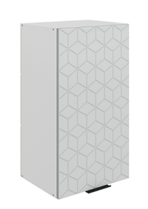 Шкаф на кухню Стоун L400 Н720 (1 дв. гл.) с фрезировкой (белый/лайт грей софттач) во Владивостоке