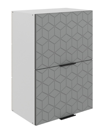 Шкаф кухонный Стоун L500 Н720 (2 дв. гл.гориз.) с фрезировкой (белый/оникс софттач) во Владивостоке - изображение