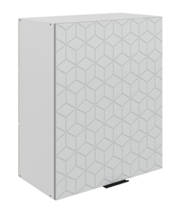 Кухонный шкаф Стоун L600 Н720 (1 дв. гл.) с фрезировкой (белый/лайт грей софттач) во Владивостоке - предосмотр