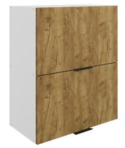 Кухонный навесной шкаф Стоун L600 Н720 (2 дв. гл. гориз.) (белый/акация светлая) во Владивостоке - предосмотр