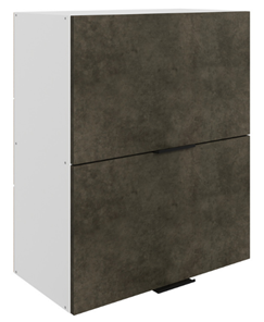 Настенный шкаф Стоун L600 Н720 (2 дв. гл. гориз.) (белый/камень темно-серый) во Владивостоке - предосмотр