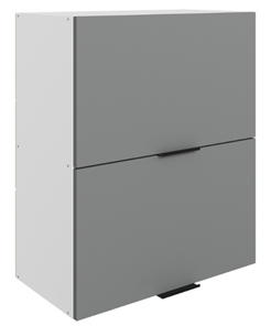 Шкаф на кухню Стоун L600 Н720 (2 дв. гл. гориз.) (белый/оникс софттач) во Владивостоке - предосмотр