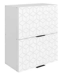 Навесной кухонный шкаф Стоун L600 Н720 (2 дв. гл. гориз.) с фрезировкой (белый/джелато софттач) во Владивостоке - предосмотр