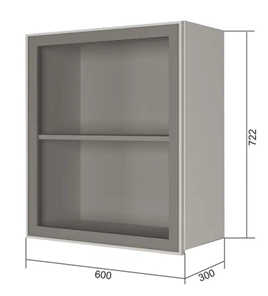 Навесной кухонный шкаф В7 60, Стекло/Антрацит в Уссурийске