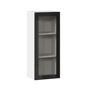 Кухонный шкаф высокий со стеклом 400 Индиго ЛД 298.420.000.026, Белый/Чёрный в Артеме