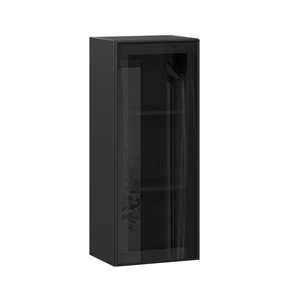 Навесной шкаф высокий со стеклом 400 Индиго ЛД 298.420.000.068, Чёрный/Чёрный во Владивостоке - предосмотр