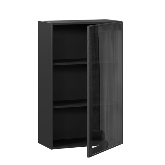 Кухонный шкаф высокий со стеклом 600 Индиго ЛД 298.450.000.170, Чёрный/Чёрный в Находке - изображение 1