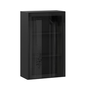 Кухонный шкаф высокий со стеклом 600 Индиго ЛД 298.450.000.170, Чёрный/Чёрный в Артеме - предосмотр