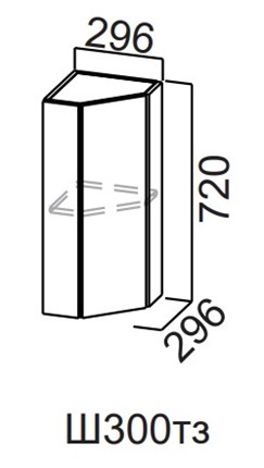 Торцевой кухонный шкаф закрытый Модерн New, Ш300тз/720, МДФ во Владивостоке - изображение