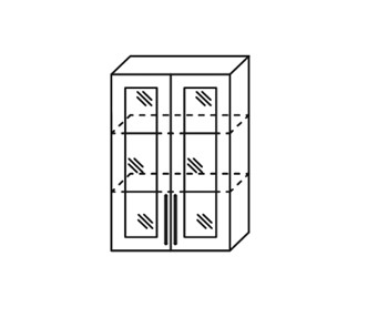Шкаф кухонный Мыло, настенный двухдверный с полкой со вставкой из стекла 918*600*320 в Артеме