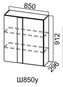 Навесной шкаф Модус, Ш850у/912, цемент светлый в Артеме - предосмотр
