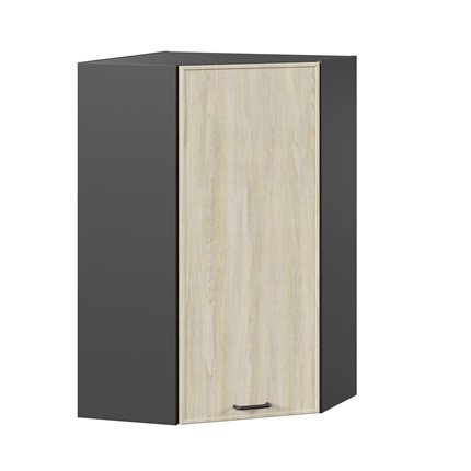 Шкаф кухонный угловой высокий Индиго ЛД 298.620.000.075, Чёрный/Дуб Мадейра топаз во Владивостоке - изображение
