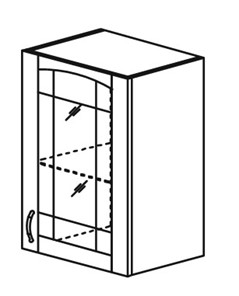Шкаф на кухню Кантри настенный однодверный с полкой со вставкой из стекла 718*400*320мм в Артеме