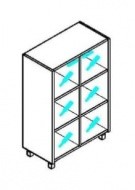 Шкаф со стеклянными дверьми Offix-NEW OMC 87.2  874x450x1329 Дуб Сонома светлый/Металлик в Находке