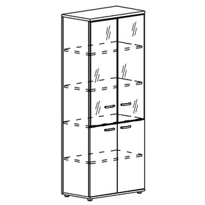 Шкаф для документов Albero, со стеклянными дверьми в рамке (задняя стенка ДСП) (78х36,4х193) в Артеме