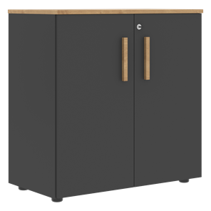 Низкий шкаф с малыми дверцами широкий FORTA Графит-Дуб Гамильтон  FLC 80.1(Z) (798х404х801) в Находке