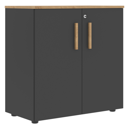 Низкий шкаф с малыми дверцами широкий FORTA Графит-Дуб Гамильтон  FLC 80.1(Z) (798х404х801) в Артеме - изображение