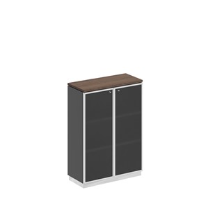 Шкаф для документов средний City, со стеклянными дверьми в рамке, дуб гладстоун / антрацит премиум 90x40x124.6, СИ 319 ДГ АР ХР во Владивостоке