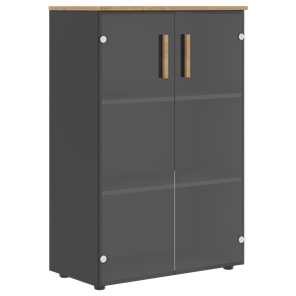 Шкаф со стеклянными средними дверьми FORTA Графит-Дуб Гамильтон FMC 80.2 (798х404х1197) в Уссурийске