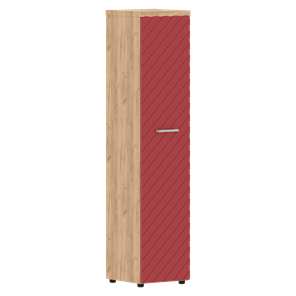Шкаф-стеллаж TORR LUX TLHC 42.1 колонка с глухой дверью и топом 435х452х1958 Дуб Бофорд/ Красный во Владивостоке