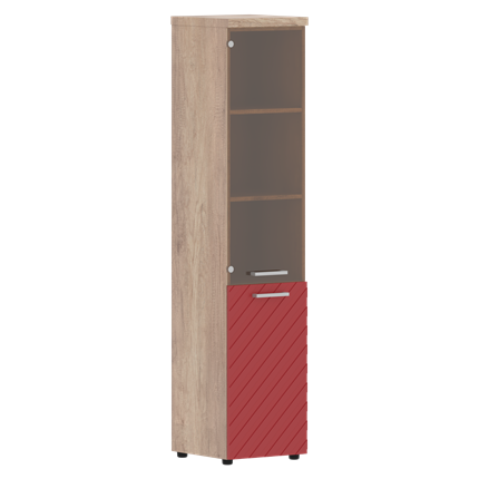 Шкаф TORR LUX TLHC 42.2 L колонка комбинированная с топом 435х452х1958 Дуб Каньон/ Красный во Владивостоке - изображение