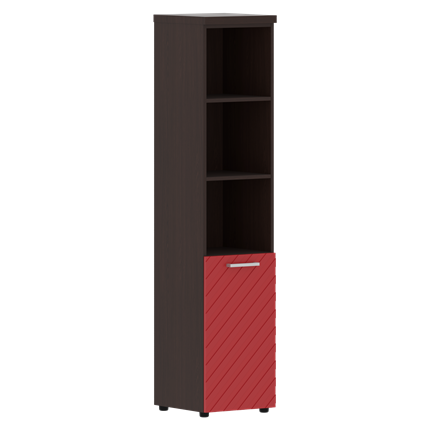 Шкаф TORR LUX TLHC 42.5 L колонка с глухой малой дверью и топом 435х452х1958 Венге/ Красный во Владивостоке - изображение
