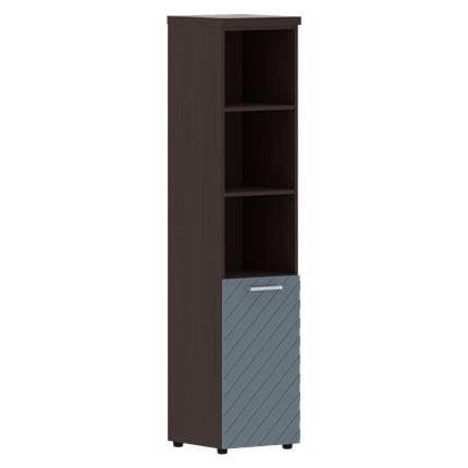 Шкаф-стеллаж TORR LUX TLHC 42.5 L колонка с глухой малой дверью и топом 435х452х1958 Венге/ Серо-голубой во Владивостоке - изображение