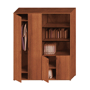 Шкаф высокий офисный Престиж, одежда/стекло, темный орех, 175x46x203, Исп.60 в Уссурийске
