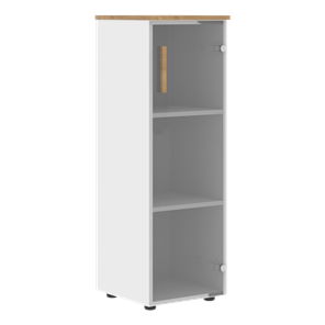 Средний шкаф колонна со стеклянной правой дверью FORTA Белый-Дуб Гамильтон FMC 40.2 (R) (399х404х801) в Находке