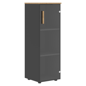 Шкаф колонна средний со стеклянной правой дверью FORTA Графит-Дуб Гамильтон  FMC 40.2 (R) (399х404х801) в Уссурийске