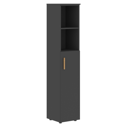 Шкаф колонна высокий с глухой средней дверью правой FORTA Черный Графит  FHC 40.6 (R) (399х404х1965) в Уссурийске - изображение