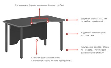 Стол SKILLL SSTG 1385, (1360x850x747),  Антрацит /Металлик во Владивостоке - предосмотр 2