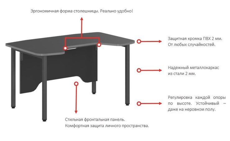 Стол SKILLL SSTG 1385, (1360x850x747),  Антрацит /Металлик во Владивостоке - изображение 2