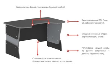 Стол компьютерный SKILLL STG 1385, Антрацит/ Металлик во Владивостоке - предосмотр 1