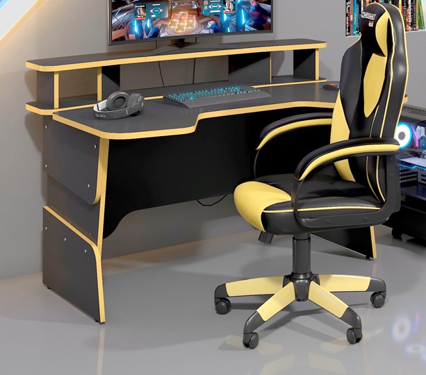 Стол для компьютера SKILLL STG 1390, Антрацит/ Желтый бриллиант в Уссурийске - изображение 3