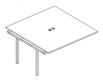 Секция стола для переговоров с металлокаркасом DUE А4, (160x144x75) белый премиум / металлокаркас белый, А4 Б2 136-1 БП во Владивостоке