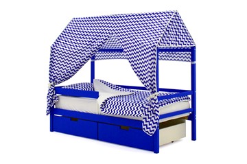 Крыша текстильная для кровати-домика Svogen (зигзаги, синий) в Артеме