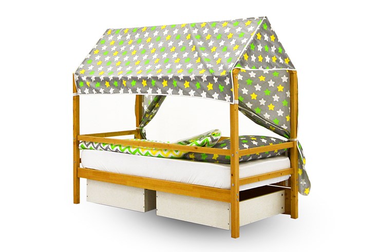 Крыша текстильная для кровати-домика Svogen (звезды, желтый, серый) во Владивостоке - изображение 2