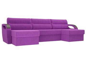 Большой П-образный диван Форсайт, Фиолетовый (микровельвет) во Владивостоке - предосмотр