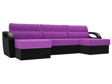 П-образный диван Форсайт, Фиолетовый/Черный (микровельвет) во Владивостоке