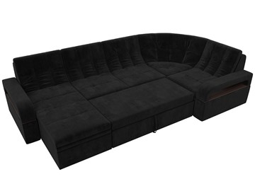 П-образный диван Лига-035, Черный (велюр) в Находке - предосмотр 1
